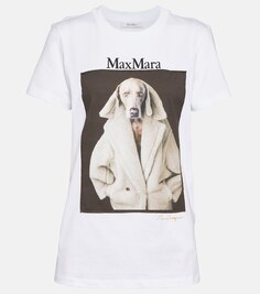 Хлопковая футболка с принтом MAX MARA, белый