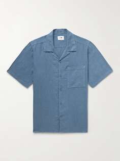 Julio 5706 Льняная рубашка с трансформируемым воротником NN07, синий