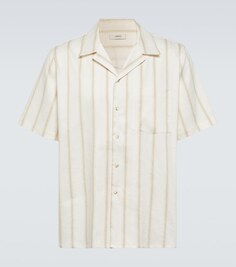 Рубашка для боулинга из смесовой льняной ткани в полоску Commas, белый