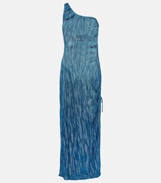 Жаккардовое платье миди на одно плечо Missoni, синий
