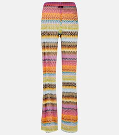 Узкие брюки с высокой посадкой из трикотажа зигзаг Missoni, разноцветный