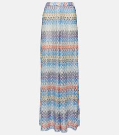 Брюки палаццо с высокой посадкой и зигзагом Missoni, разноцветный