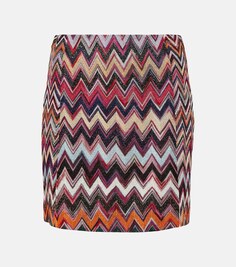 Мини-юбка из ткани ламе с узором зигзаг MISSONI, разноцветный