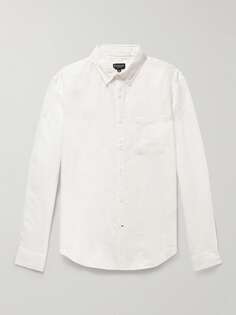 Льняная рубашка с воротником на пуговицах CLUB MONACO, белый