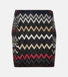 Мини-юбка из ткани ламе с узором зигзаг MISSONI, разноцветный