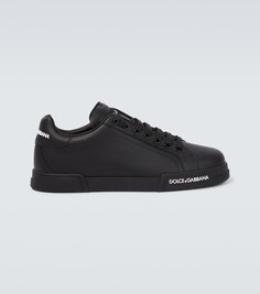 Кожаные кроссовки с логотипом Dolce&amp;Gabbana, черный