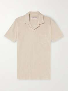 Приталенная рубашка поло из хлопковой махровой ткани ORLEBAR BROWN, бежевый