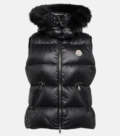 Пуховик Gallinule с отделкой из искусственного меха MONCLER, черный