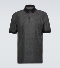 Рубашка-поло из хлопка и шелка Giorgio Armani, серый