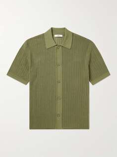 Вязаная крючком хлопковая рубашка с воротником-стойкой Mr P., зеленый