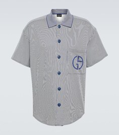 Хлопковая рубашка в полоску Giorgio Armani, черный