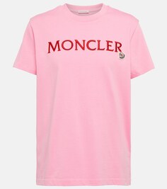 Хлопковая футболка с логотипом MONCLER, розовый