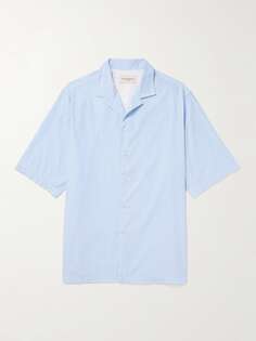 Полосатая рубашка из хлопка и поплина Eren Camp-Collar OFFICINE GÉNÉRALE, синий