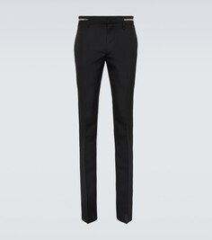 Узкие шерстяные брюки с молнией 4G Givenchy, черный