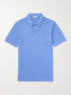 Рубашка поло Riviera Slim-Fit из хлопка и сетки SUNSPEL, синий