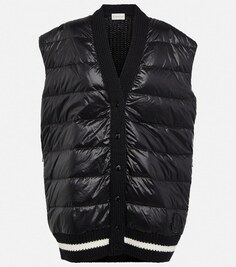 Стеганый жилет из смесовой шерсти MONCLER, черный