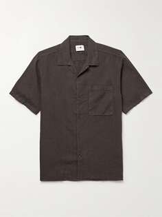 Julio 5706 Льняная рубашка с трансформируемым воротником NN07, коричневый