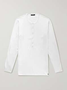 Пижамная футболка Henley из эластичного хлопкового джерси TOM FORD, белый