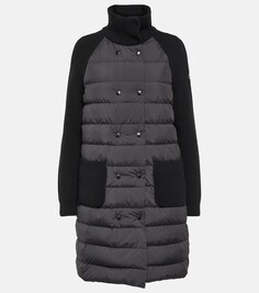 Пуховик с отделкой из шерсти MONCLER, черный