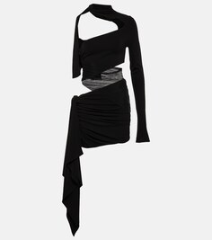 Мини-платье с вырезом и драпировкой MUGLER, черный