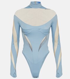 Боди со вставками MUGLER, синий