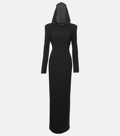 Платье макси из крепа с капюшоном MÔNOT, черный