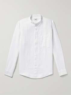 Льняная рубашка с воротником-стойкой Eddie Grandad NN07, белый