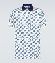 Рубашка-поло с логотипом GG Gucci, синий