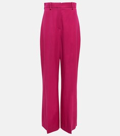 Широкие брюки с высокой посадкой из шерстяного габардина NINA RICCI, розовый