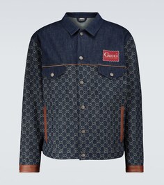 Эко-джинсовая куртка с узором GG и органическим узором Gucci, синий