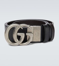 Кожаный ремень с логотипом GG Marmont Gucci, черный