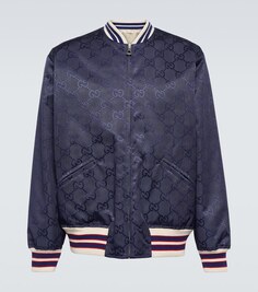 Двусторонняя куртка из плотной ткани с узором GG Gucci, синий