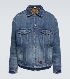 Двусторонняя джинсовая куртка с узором GG Gucci, синий
