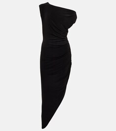 Трикотажное платье с открытыми плечами NORMA KAMALI, черный