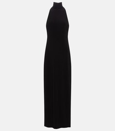 Платье макси с высоким воротником NORMA KAMALI, черный