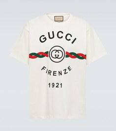 Хлопковая футболка Gucci Firenze 1921 Gucci, белый