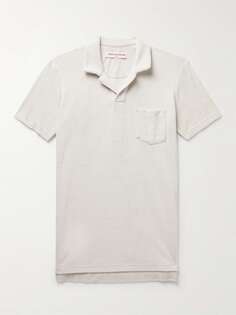 Рубашка поло из хлопка и махровой ткани Slim-Fit с раскладным воротником ORLEBAR BROWN, серый