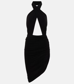 Асимметричное мини-платье с вырезом халтер NORMA KAMALI, черный