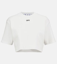 Укороченная футболка из смесового хлопка с логотипом OFF-WHITE, белый