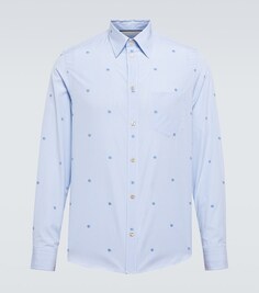 Рубашка из хлопкового поплина в полоску с узором GG Gucci, синий