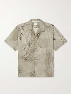 Рубашка Carsten из хлопка и поплина с принтом и трансформируемым воротником NORSE PROJECTS, коричневый