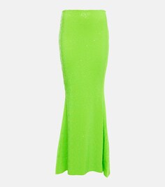 Украшенная юбка макси с высокой посадкой NORMA KAMALI, зеленый