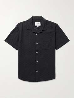 Рубашка с воротником-стойкой Broderie Anglaise из хлопка CORRIDOR, черный