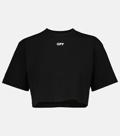 Укороченная футболка с логотипом OFF-WHITE, черный