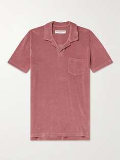 Приталенная рубашка поло из хлопковой махровой ткани ORLEBAR BROWN, красный