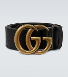 Кожаный ремень с пряжкой в виде двойной буквы G Gucci, черный