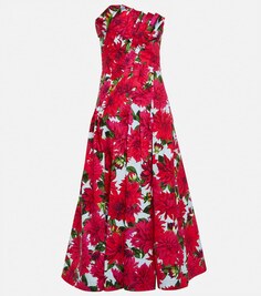 Платье миди Dahlia из поплина с добавлением хлопка OSCAR DE LA RENTA, разноцветный