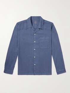 Рубашка из хлопка и поплина с воротником-стойкой ALTEA, синий