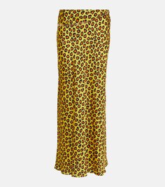 Атласная юбка-комбинация с леопардовым принтом и цепочками PACO RABANNE, разноцветный