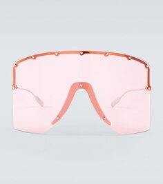 Солнцезащитные очки в массивной оправе Gucci, розовый